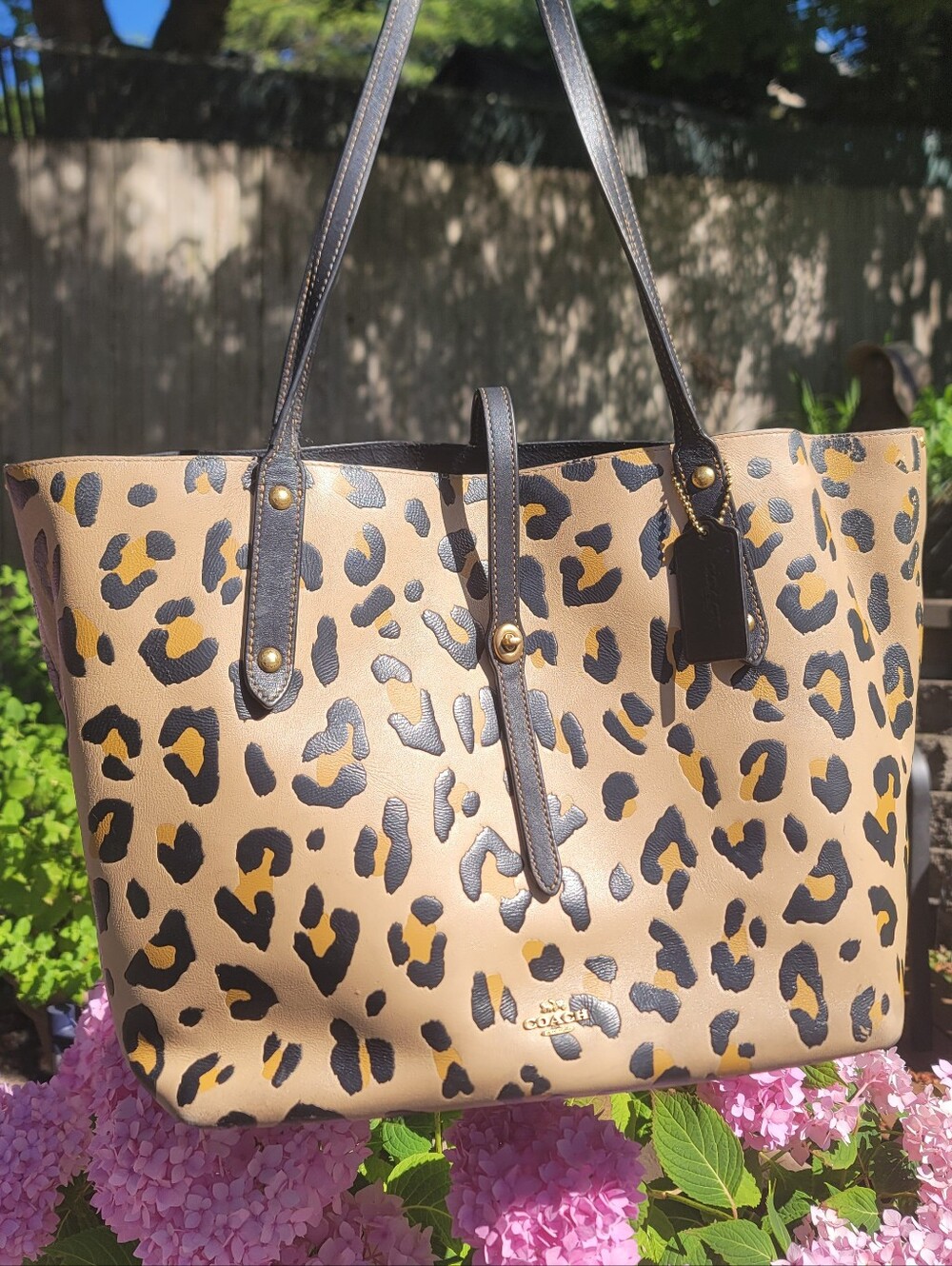 Coach Market Leopard Print Calf Leather Tote - Picture 16 of 16